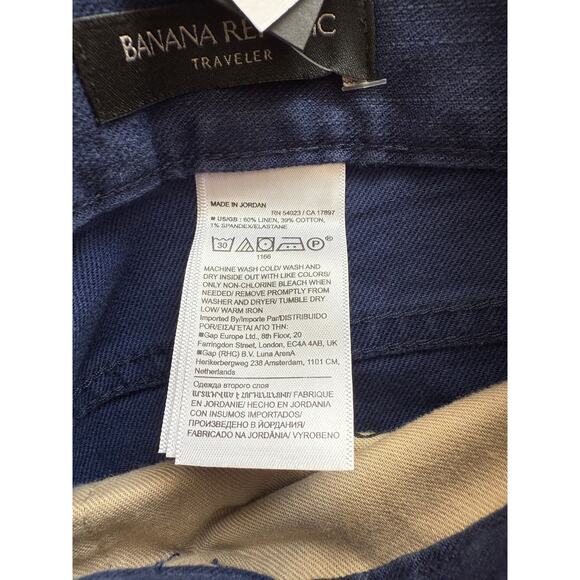 Banana Republic Travelers Slim Fit Dark Blue Denim Pants Size 32 x 34 NWT - Picture 9 of 10